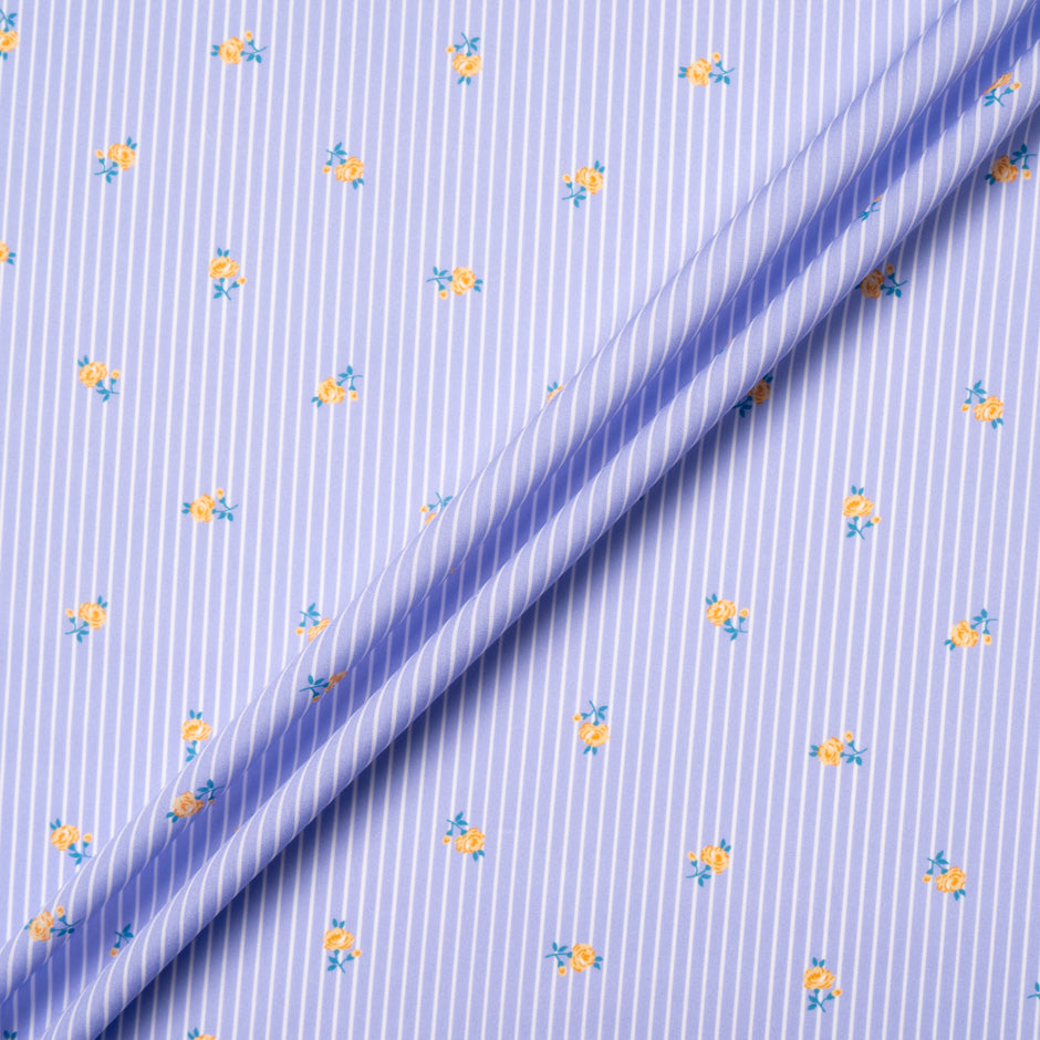 Striped & Yellow Floral Lilac Superfine Cotton