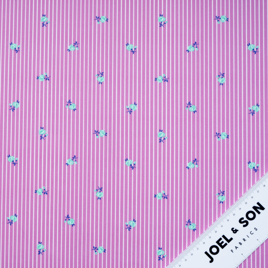Green Floral Striped Pink Superfine Cotton