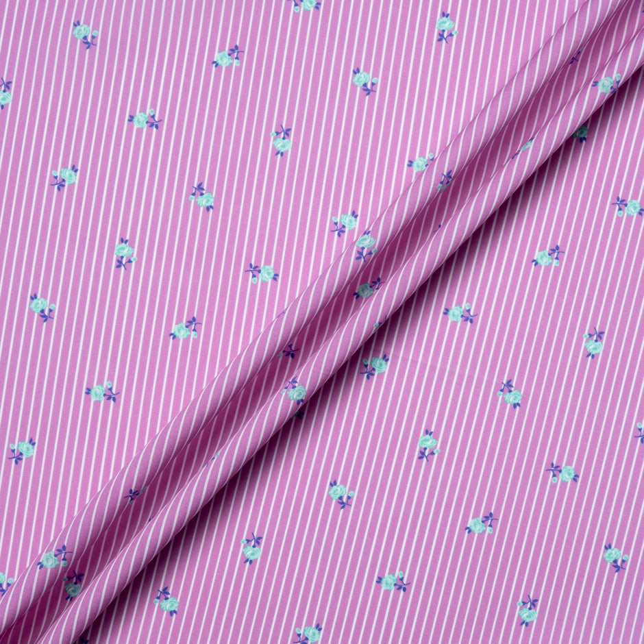 Green Floral Striped Pink Superfine Cotton