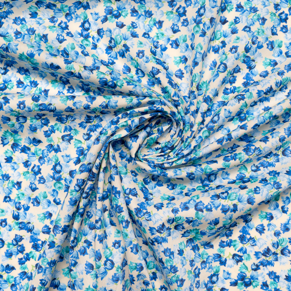 Petite Blue Floral Printed Vanilla Cotton