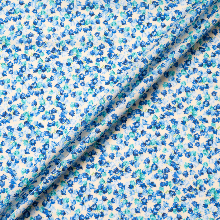 Petite Blue Floral Printed Vanilla Cotton
