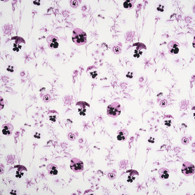 Purple Floral Printed White Pure Cotton