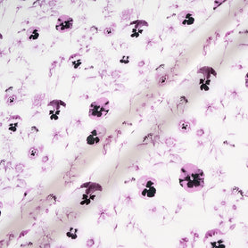 Purple Floral Printed White Pure Cotton