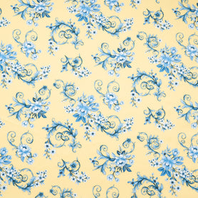 Blue Floral Printed Soft Yellow Superfine Cotton