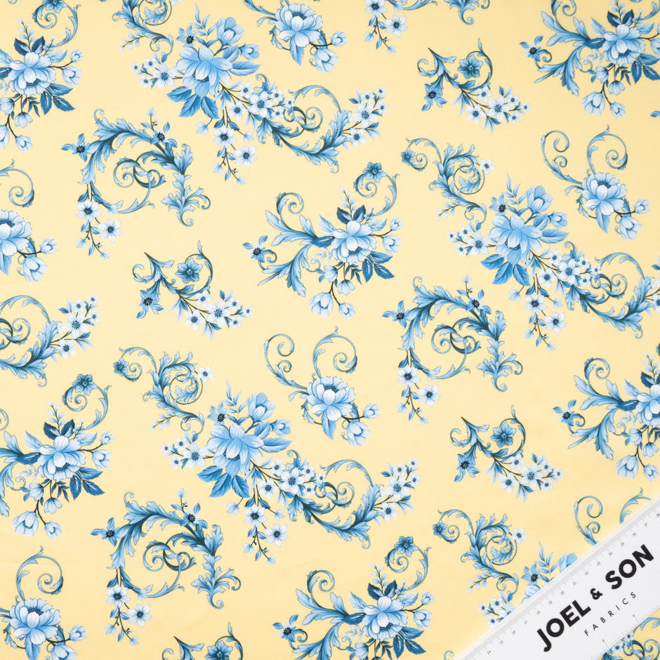 Blue Floral Printed Soft Yellow Superfine Cotton