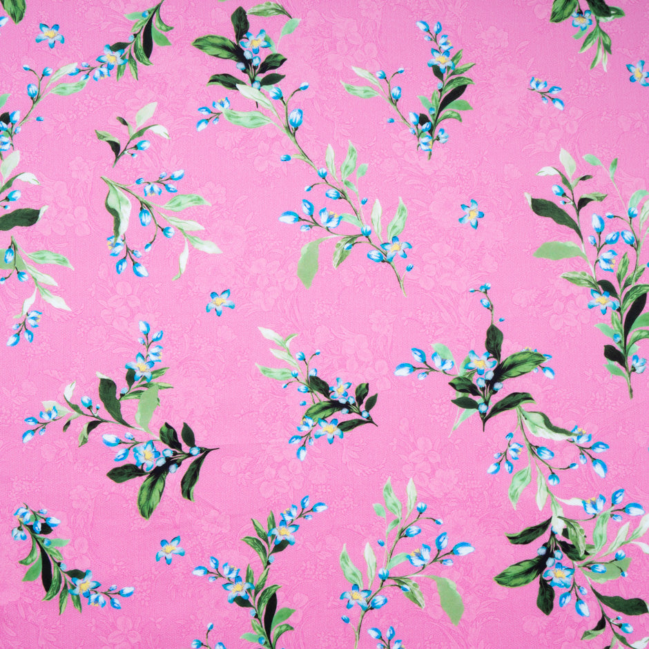 Delicate Floral Printed Candy Pink Luxury Cotton