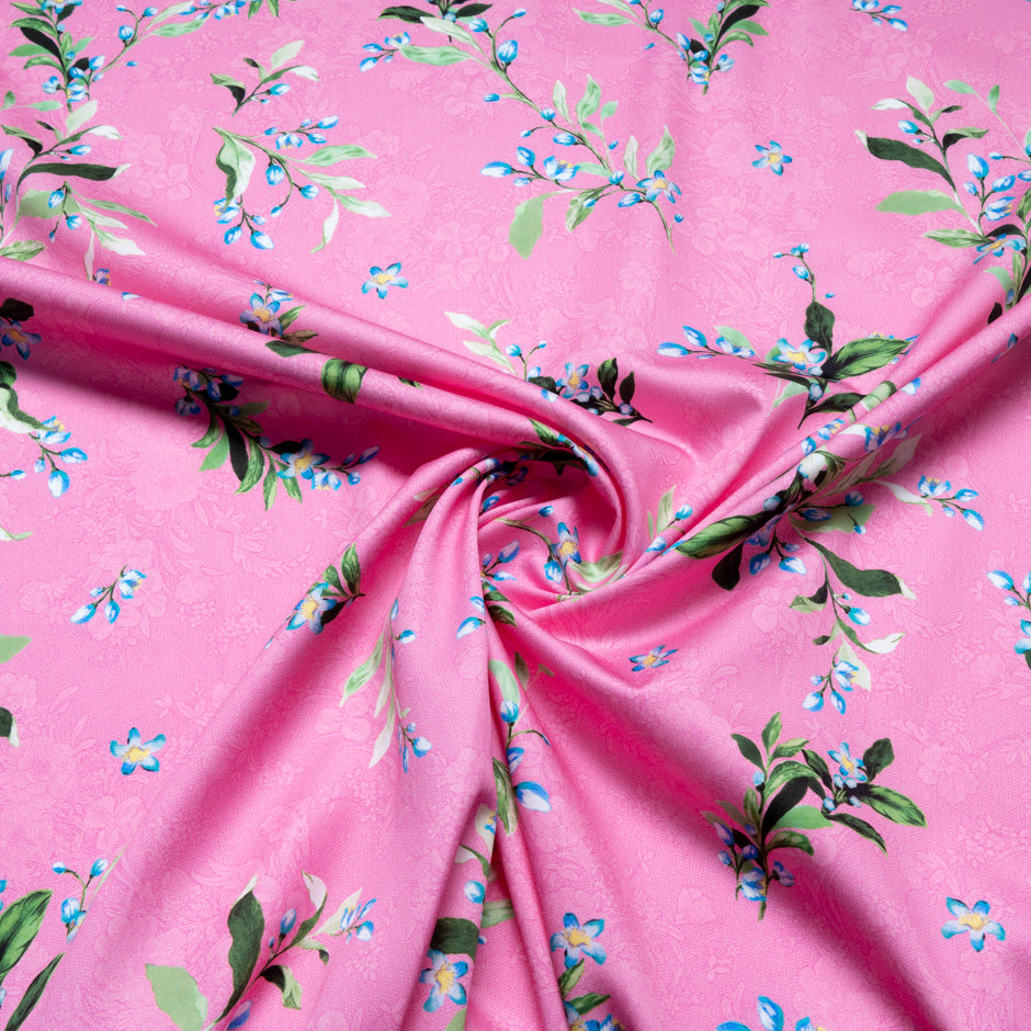 Delicate Floral Printed Candy Pink Luxury Cotton