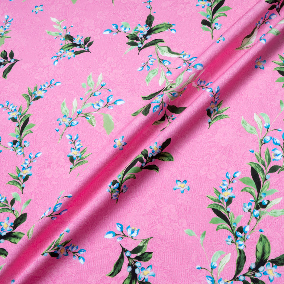 Delicate Floral Printed Candy Pink Luxury Cotton