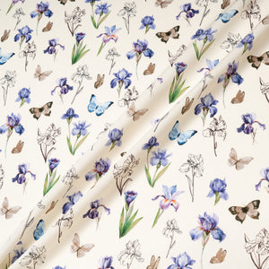 Blue & Purple Butterfly & Floral Printed Pure Cotton