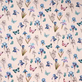 Blue & Red Butterfly & Floral Printed Pure Cotton