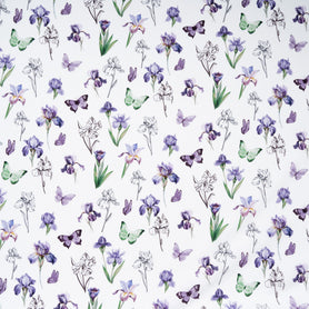 Purple & Green Butterfly & Floral Printed Pure Cotton