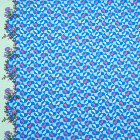 Blue Two-Tone Geometric Printed Pure Cotton