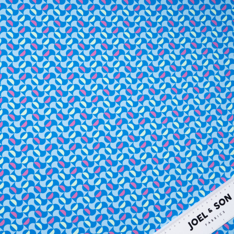 Blue Two-Tone Geometric Printed Pure Cotton