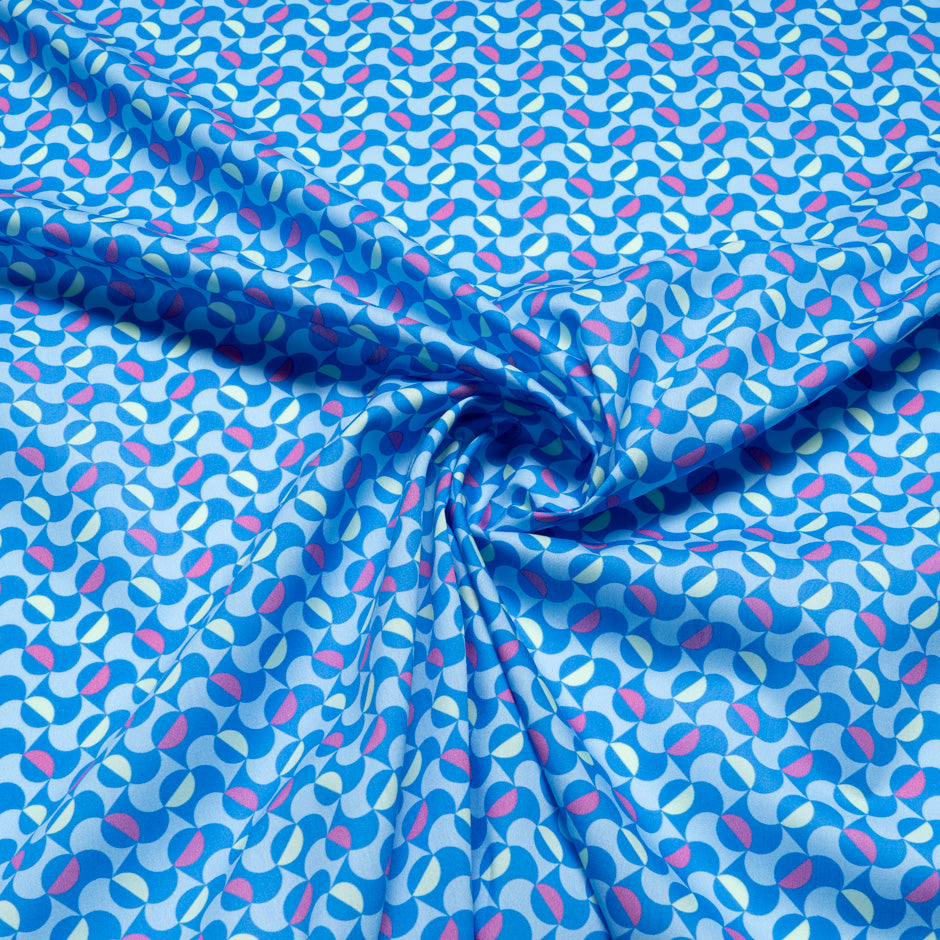 Blue Two-Tone Geometric Printed Pure Cotton