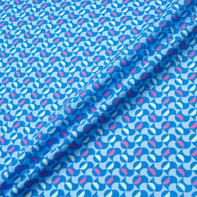 Blue Two-Tone Geometric Printed Pure Cotton