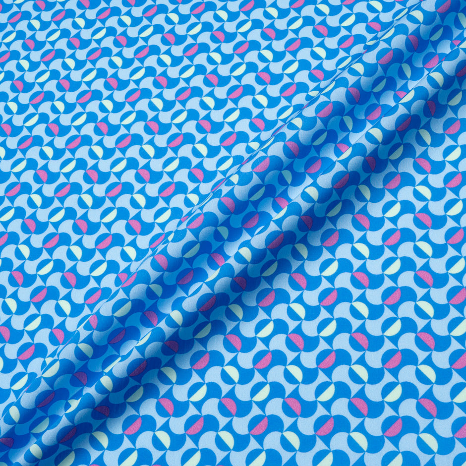 Blue Two-Tone Geometric Printed Pure Cotton