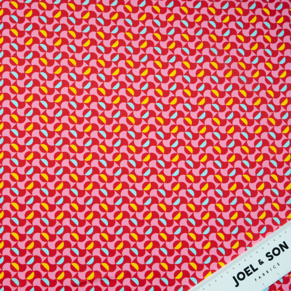 Red & Pink Geometric Printed Pure Cotton