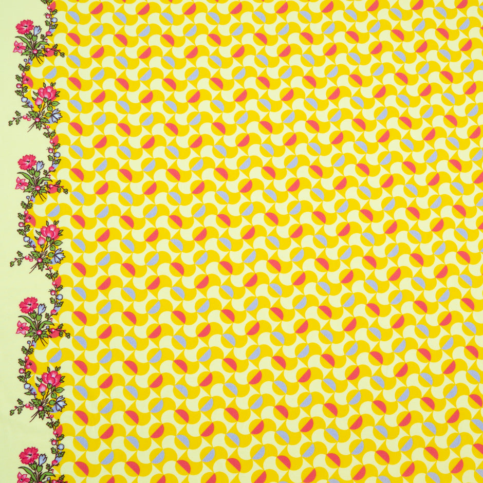 Yellow Two-Tone Geometric Printed Pure Cotton