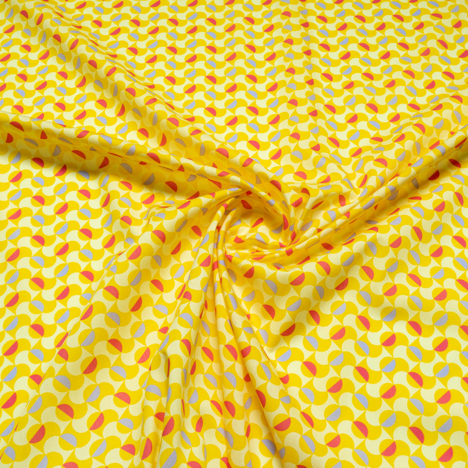 Yellow Two-Tone Geometric Printed Pure Cotton
