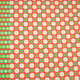 Floral Geometric Printed Red Pure Cotton