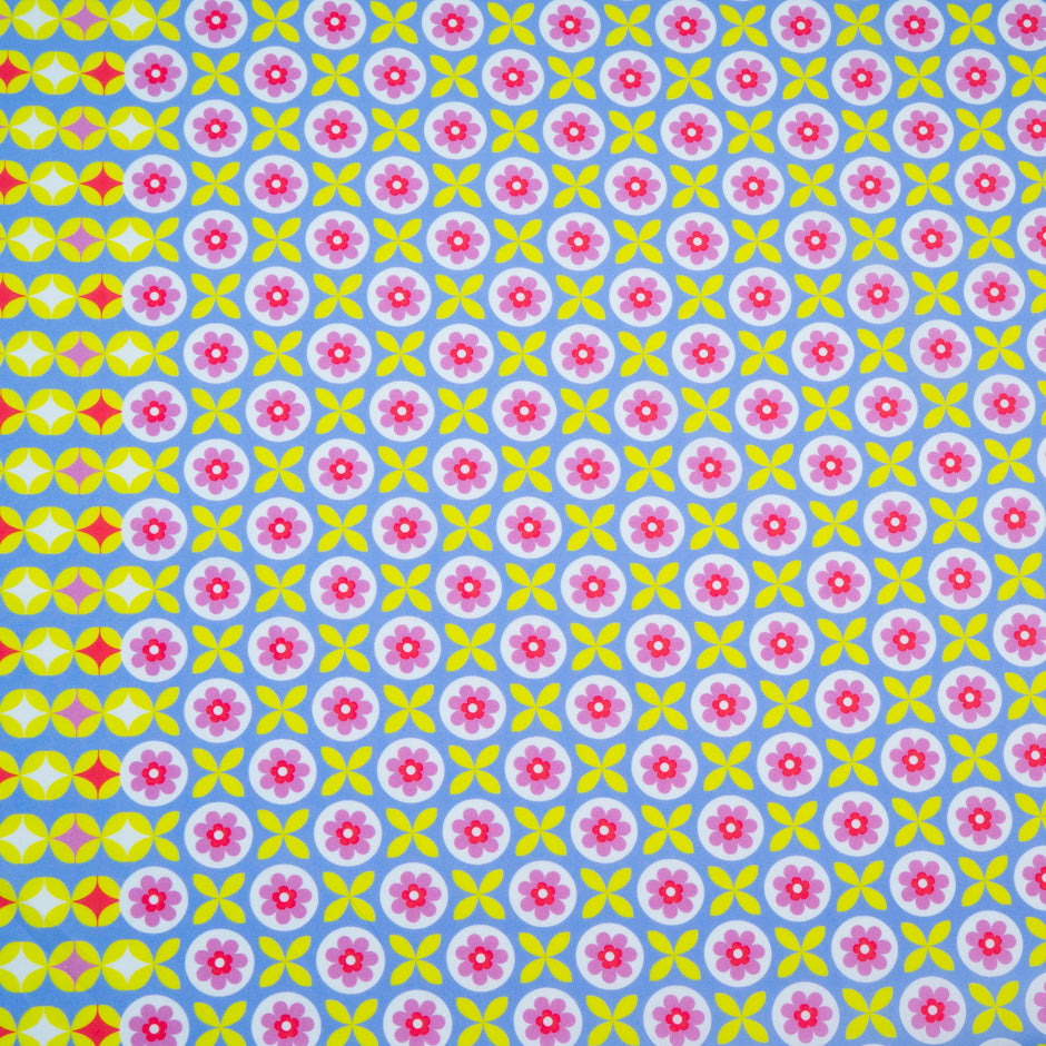 Lilac Floral Geometric Printed Pure Cotton