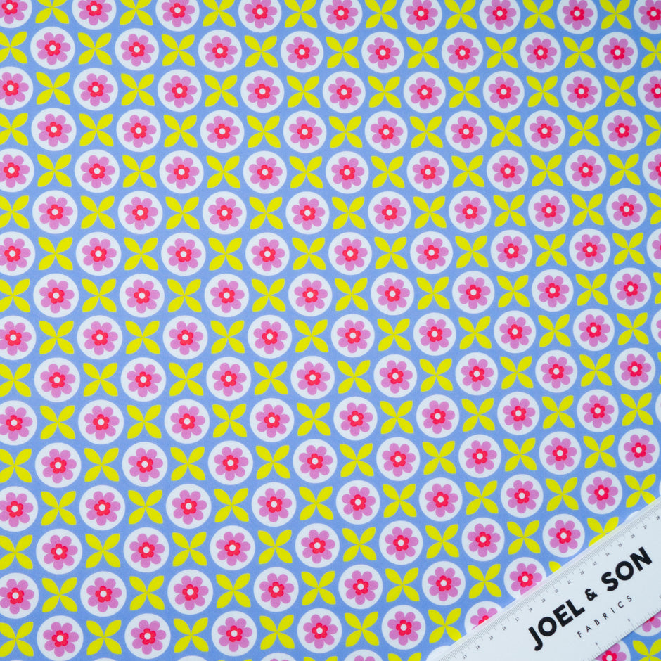 Lilac Floral Geometric Printed Pure Cotton