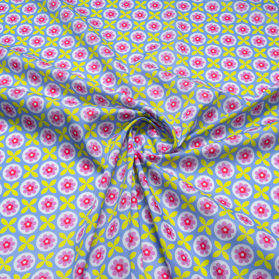 Lilac Floral Geometric Printed Pure Cotton