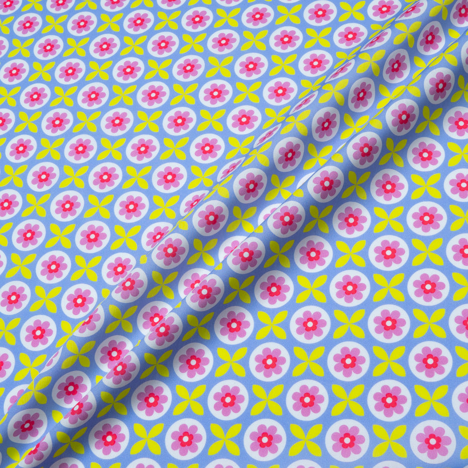 Lilac Floral Geometric Printed Pure Cotton