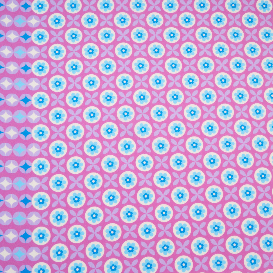 Pink Geometric Floral Printed Pure Cotton
