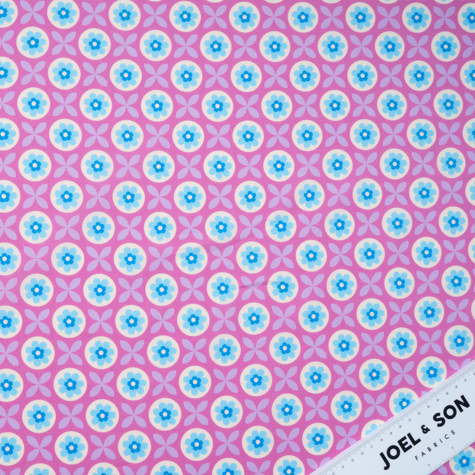 Pink Geometric Floral Printed Pure Cotton