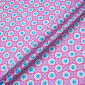 Pink Geometric Floral Printed Pure Cotton
