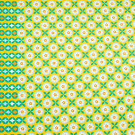 Geometric Floral Printed Yellow Pure Cotton