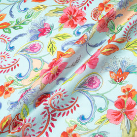 Bold Floral Printed Soft Blue Linen