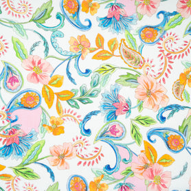 Bold Multi Floral Printed White Linen