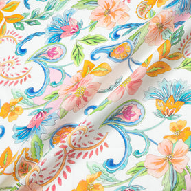 Bold Multi Floral Printed White Linen