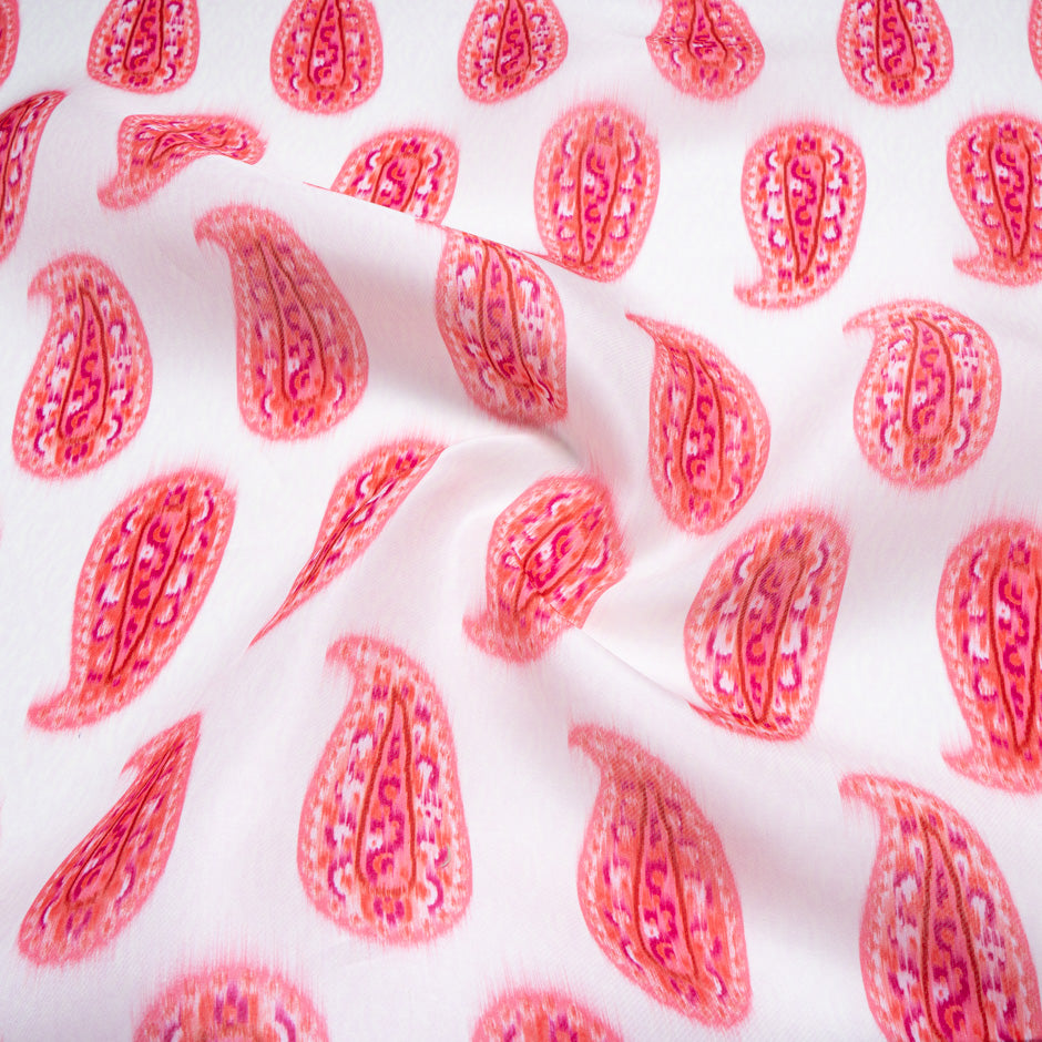 Pink Paisley Printed Pure Silk Gazar