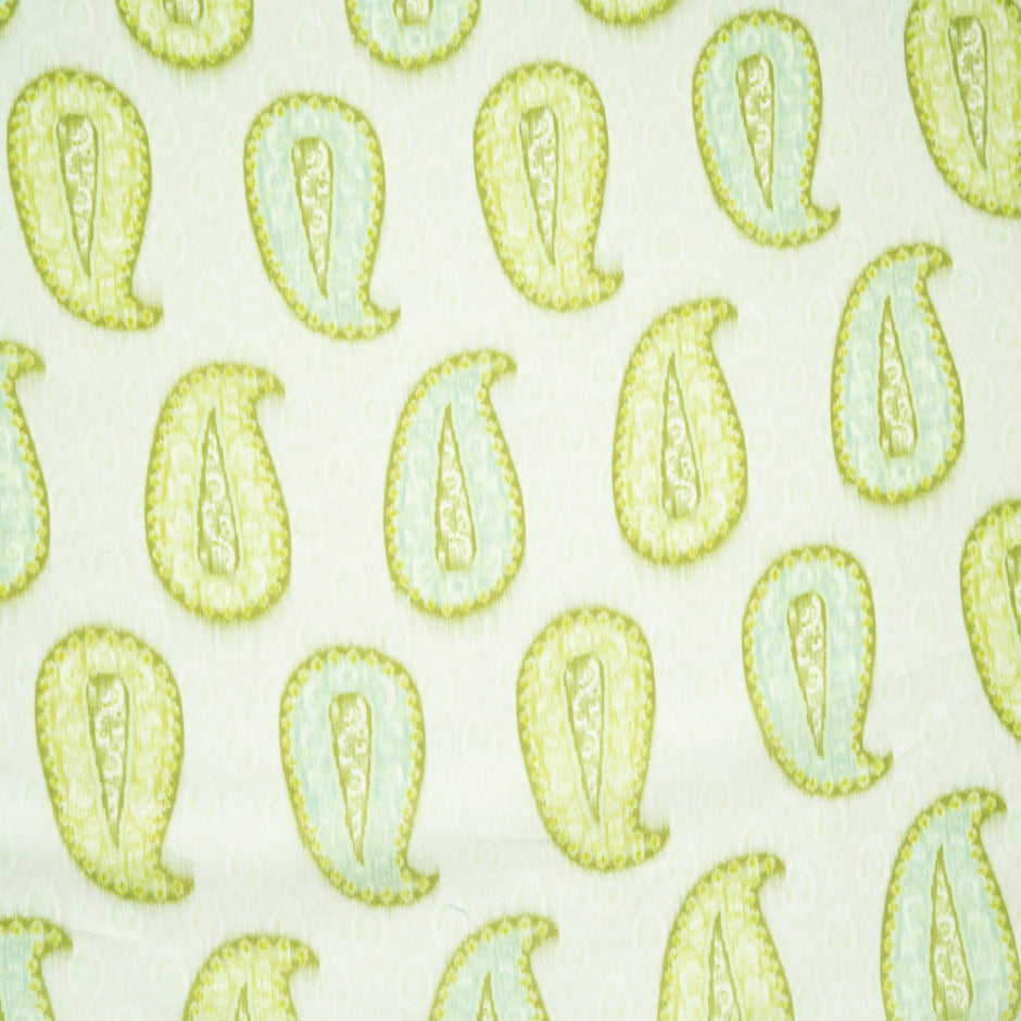 Lime Green Paisley Printed Pure Silk Gazar