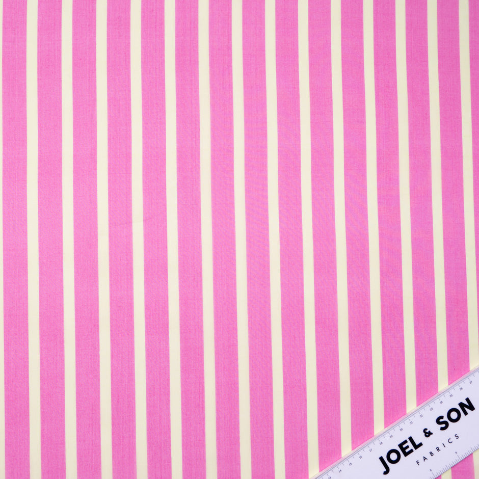 Candy Pink Striped Pale Yellow Silk Organza