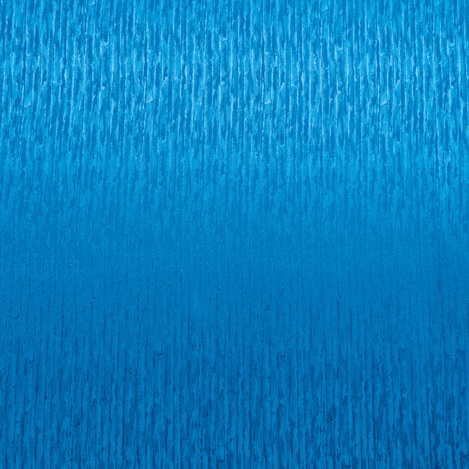 Ocean Blue Crinkle Jacquard Pure Silk