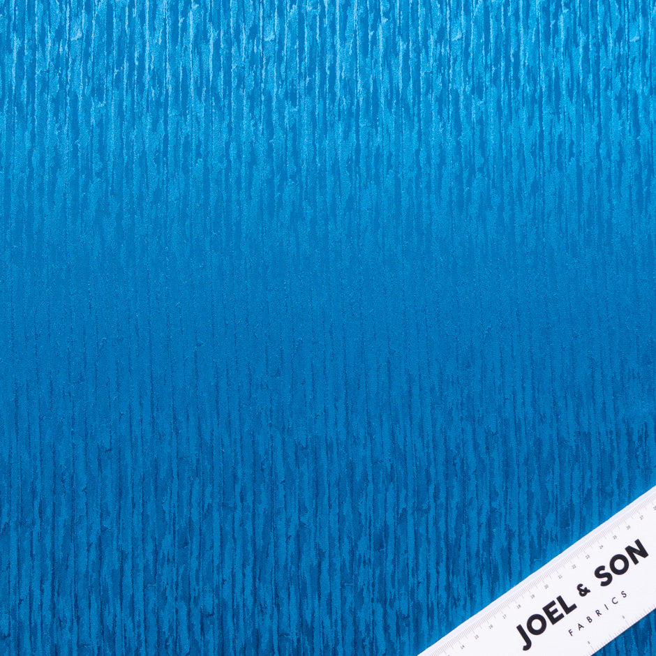 Ocean Blue Crinkle Jacquard Pure Silk