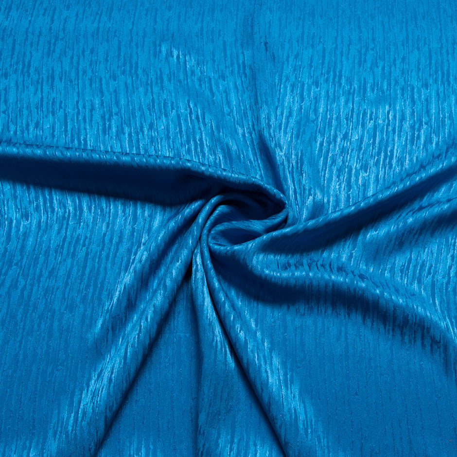 Ocean Blue Crinkle Jacquard Pure Silk