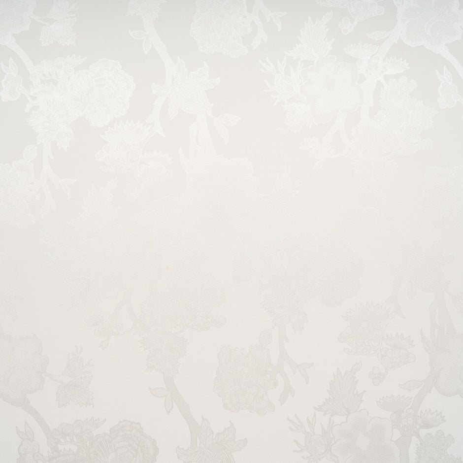White Floral Jacquard Pure Silk
