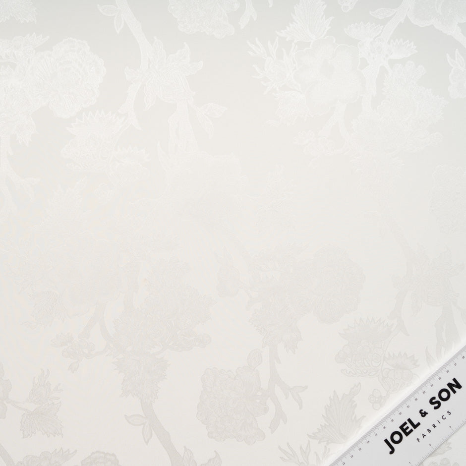 White Floral Jacquard Pure Silk