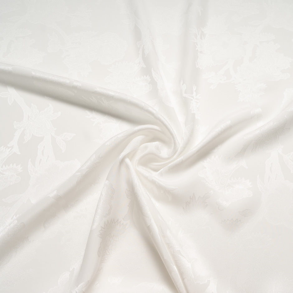 White Floral Jacquard Pure Silk