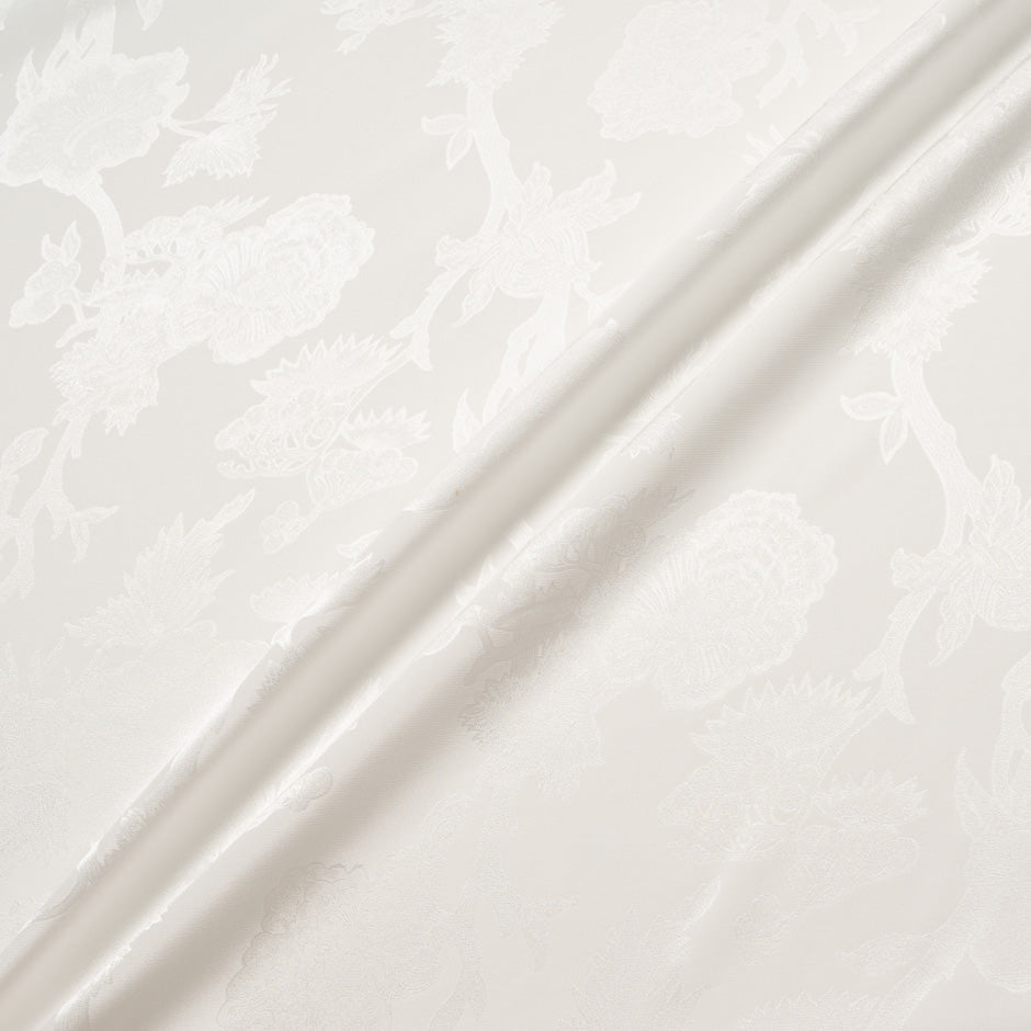 White Floral Jacquard Pure Silk