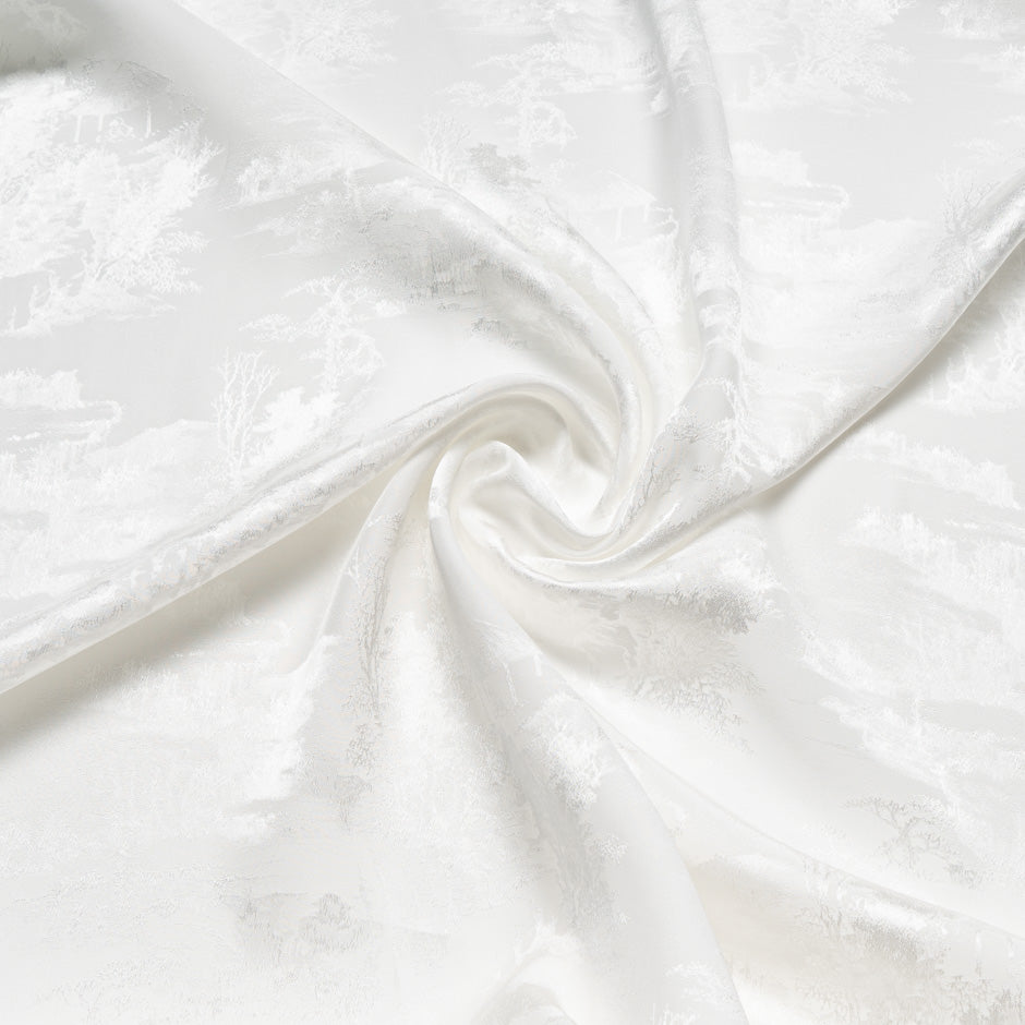 White Viscose Scenic Jacquard