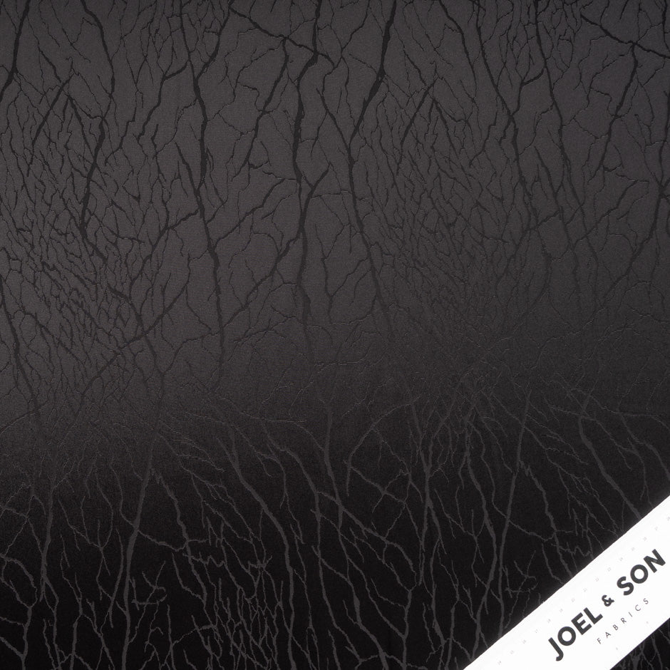 Black Viscose 'Vein' Jacquard