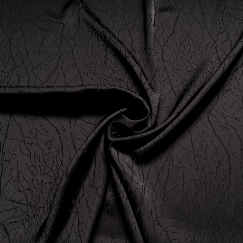 Black Viscose 'Vein' Jacquard