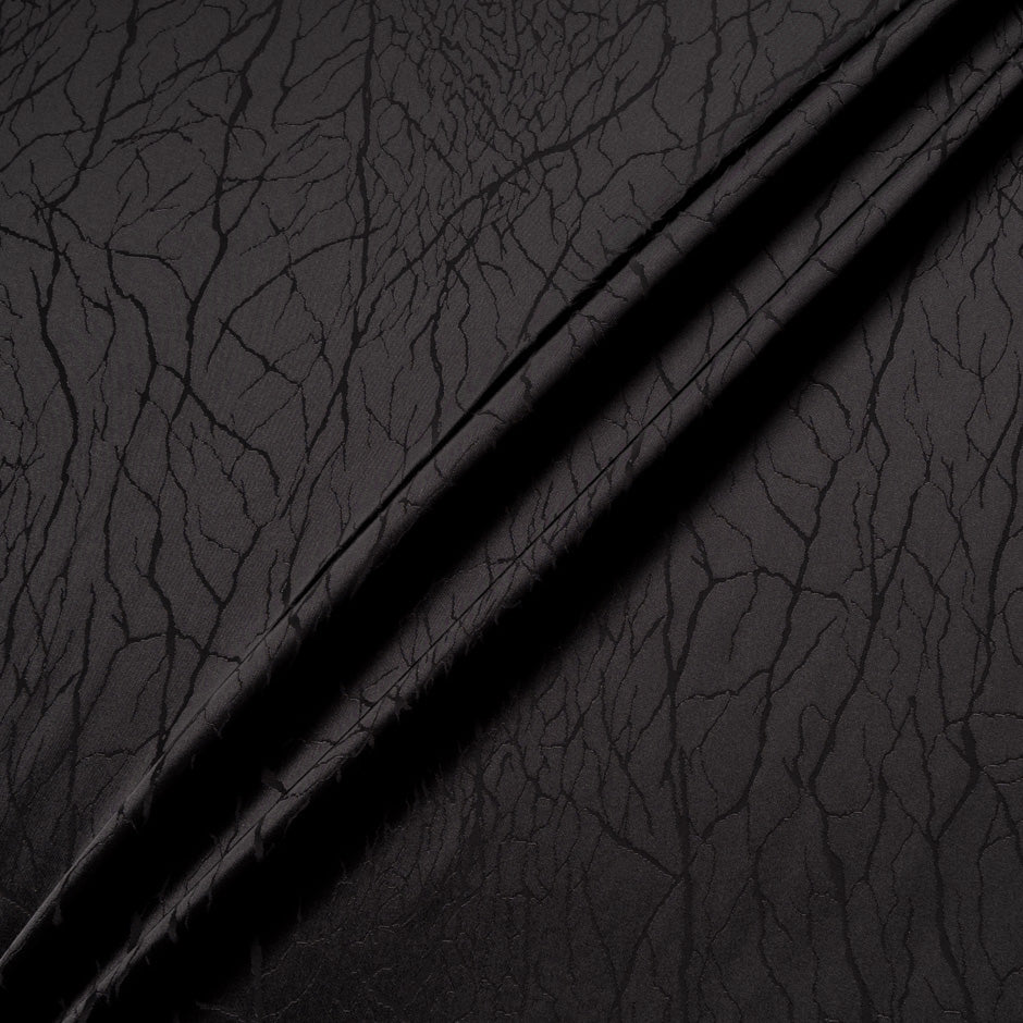 Black Viscose 'Vein' Jacquard