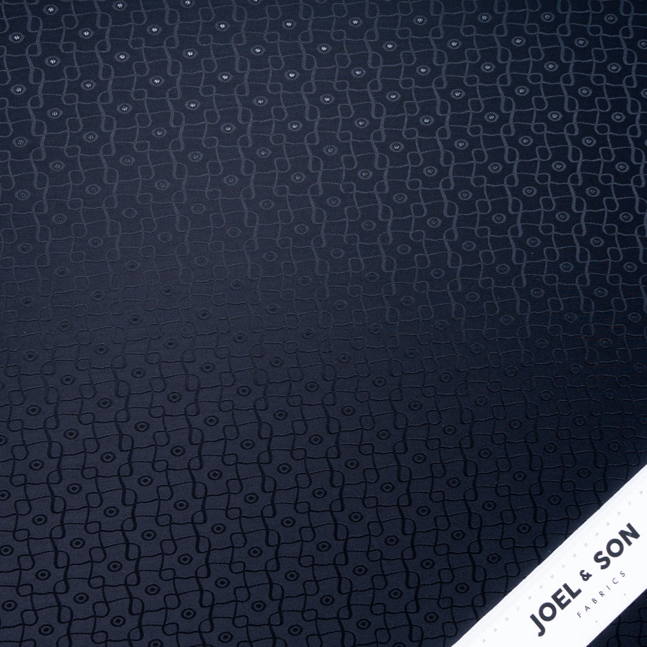 Midnight Blue Metallic Jacquard Viscose Blend
